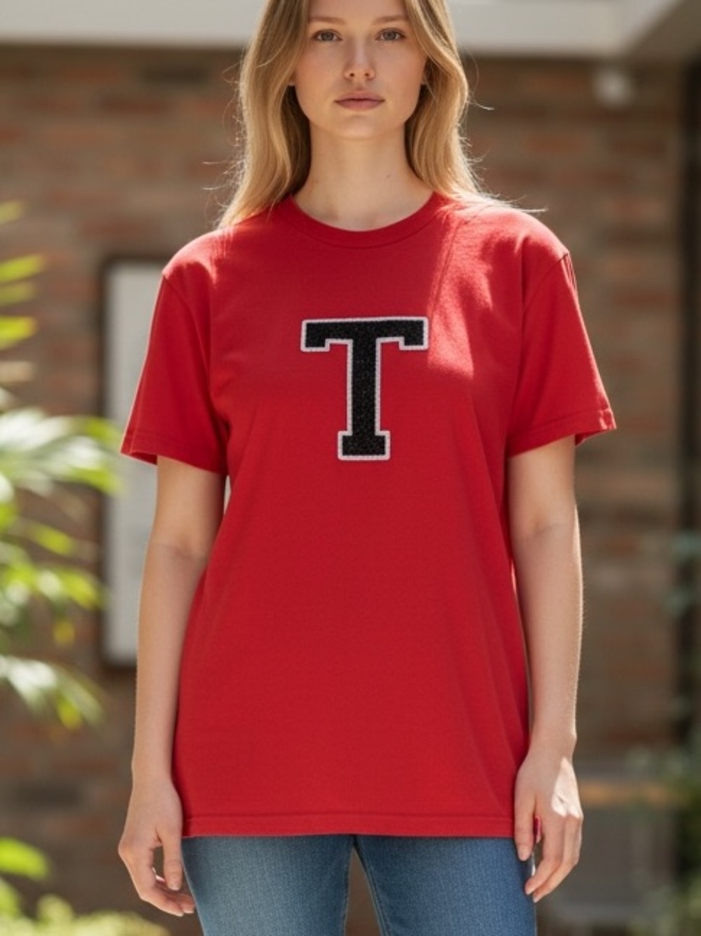 Vintage Tommy Hilfiger Embroidered Beads Emblem Red T shirt A28